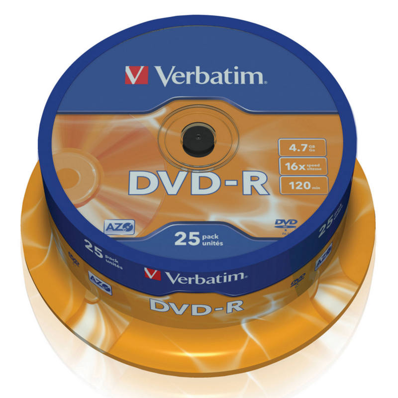 Verbatim DVD-R 16x 4.7GB Tarrina 25 uds