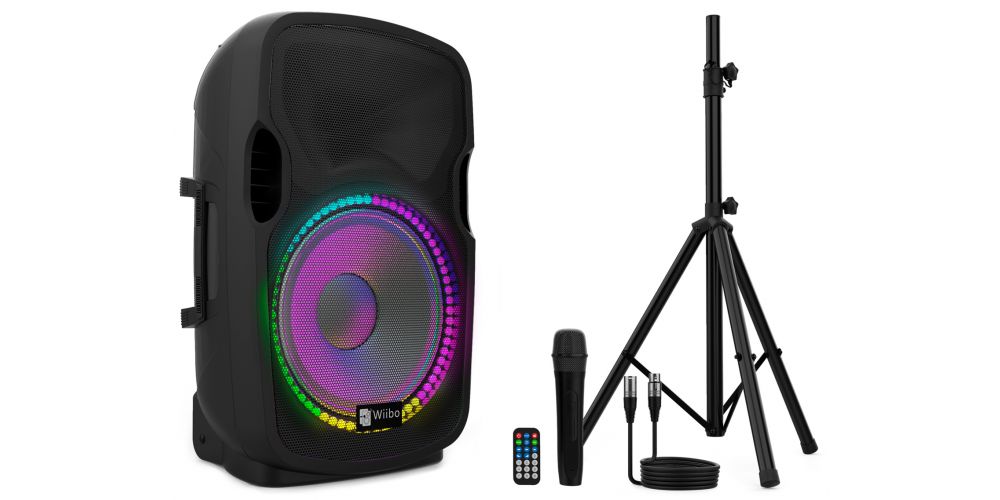 Altavoz Bluetooth Karaoke Line In Usb Fm Radio Bateria Recargable Microfono Led FT701