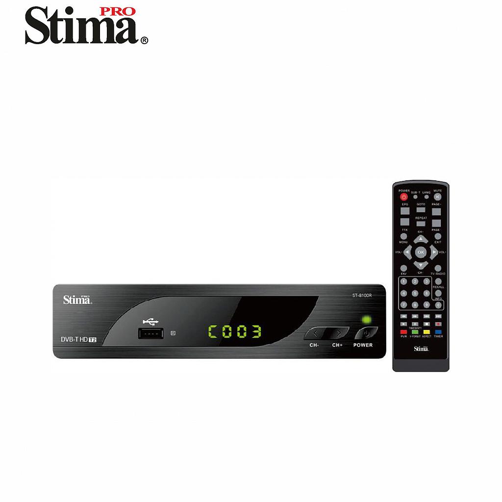 Sintonizador DVB-T2 HD 1080p con Grabación USB Pro Stima ST-8100R