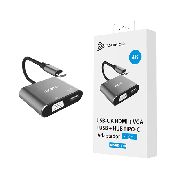 Adaptador USB-C a HDMI/VGA/USB/TIPO-C Pacífico NP-HD1073