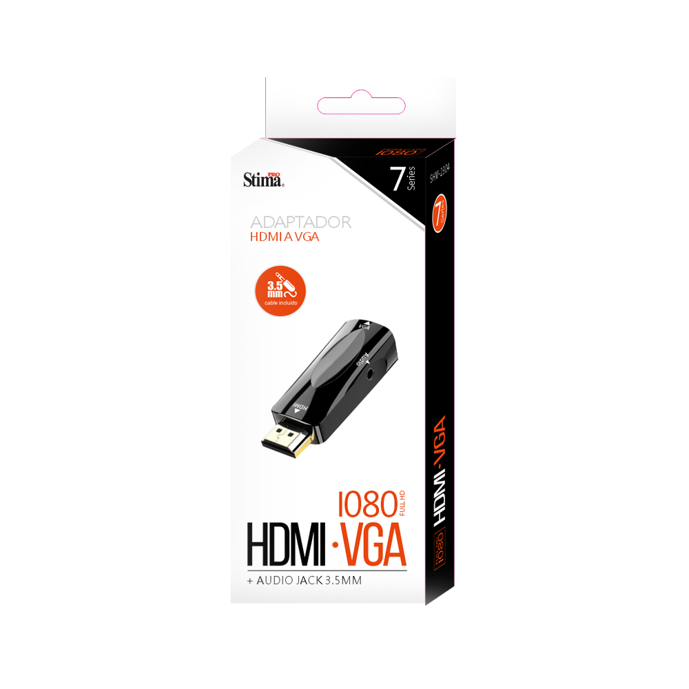 Adaptador 1080 Full Hd HDMI-VGA + AUDIO JACK 3.5MM STIMA SHV-2304