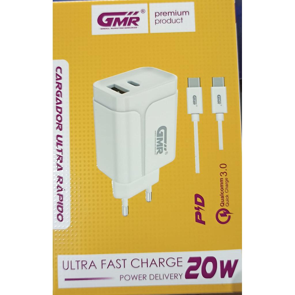 Cargador GMR PD 20W con cable tipo C QC 3.0 CH-2203