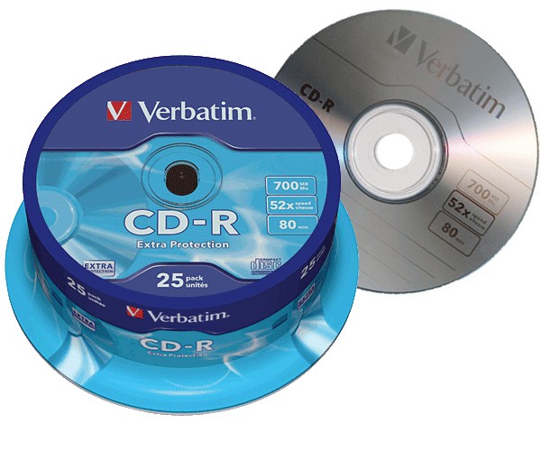 CD-R 52x 700MB Verbatim Extra Protection Tarrina 25 uds