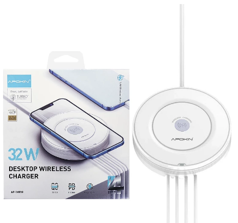 Estación de Carga Inalámbrica 32w con 4 Tomas de USB Rápidos
