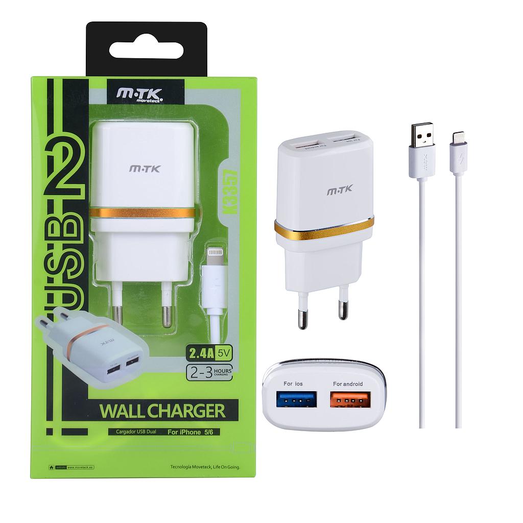 Cargador Iphone MTK 2 USB 5V 2.4A K3357