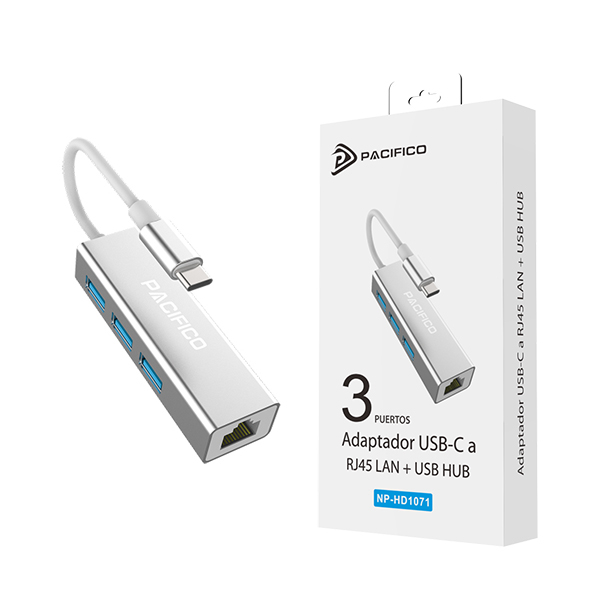 Adaptador USB-C a RJ45 / USB HUB PACÍFICO NP-HD1071