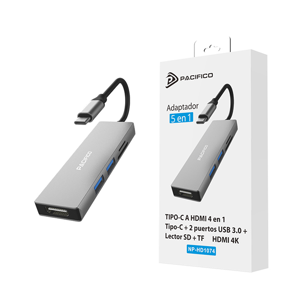 Adaptador Tipo-C a HDMI/USB 3.0/ lector SD Pacífico NP-HD1074